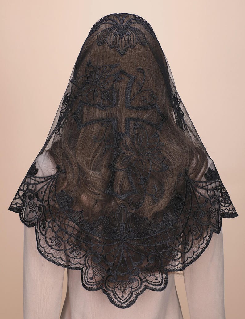 NEW!!! Catholic Church Veil: Triangular One-piece Lace Mantilla With ...