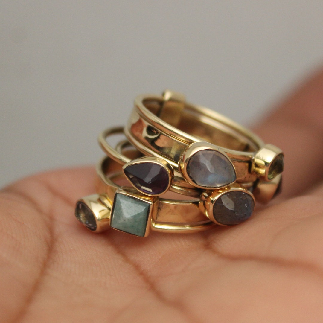 Ring Mix Mix Stone Ring ,brass Ring ,handmade Jewelry, All Type of Mix Stone ...