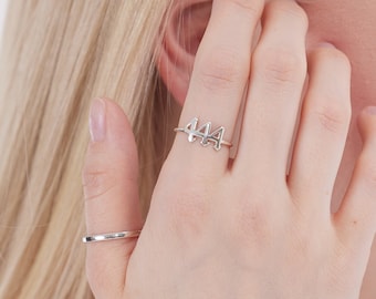 Dainty Gold Angel Number Ring, Lucky Number Jewelry, Personalized Custom Number Ring, 111, 222, 333, 444, 555, 666, 777, Numerology