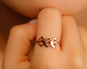 Sterling Silver Angel Number Ring: Lucky Number Numerology Jewelry