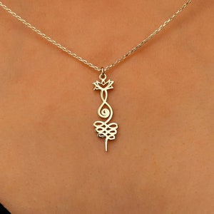 Lotus Unalome Halskette: Sterling Silber Yoga Symbol
