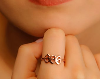925 Sterling Silver Lucky Numbers Ring, Angel Number Jewelry, 111, 222, 333, 444, 555, 666, 777, 888, 999 Numerology