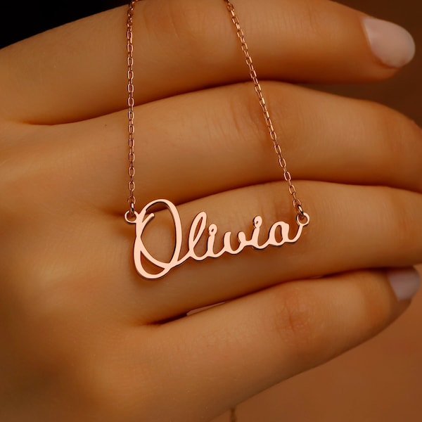 Personalized Name Necklace: 14K Gold Filled, Autumn Font
