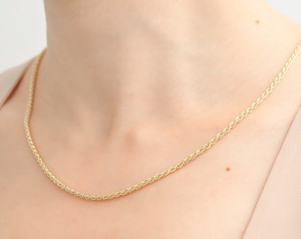 Collier de chaîne de corde en or, collier de chaîne taillée en diamant, bijoux en chaîne torsadée superposée