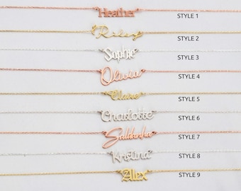 14K Gold Filled Name Necklaces, Personalized Handmade Jewelry, Signature Fonts Name Jewelry Gifts