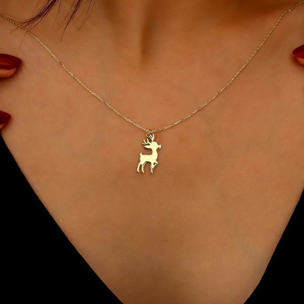 Collier en argent avec cerf mignon, bijoux minimalistes faits main, pendentif faon, cadeau d'anniversaire parfait pour les meilleurs amis, cadeaux de remise des diplômes