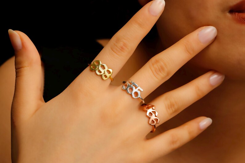 Sterling Silver Angel Number Ring: Lucky Number Numerology Jewelry image 8