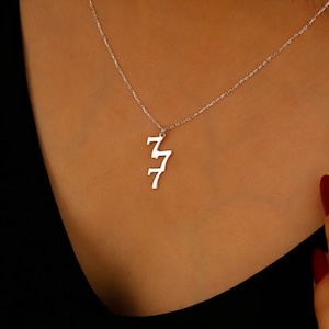 925er Silber Engelszahlen Halskette, Glückszahl Schmuck, 111, 222, 333, 444, 555, 666, 777, 888, 999 Numerologie, Jubiläumsgeschenke