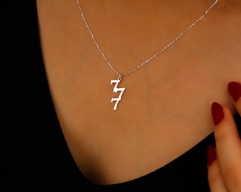 925 Silver Angel Number Necklace, Lucky Number Jewelry, 111, 222, 333, 444, 555, 666, 777, 888, 999 Numerology, Anniversary Gifts