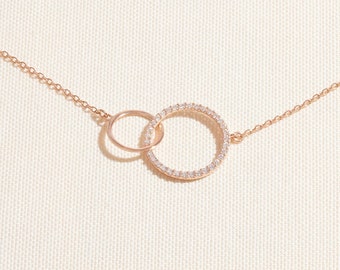 Dainty Interlocking Bracalet with Diamonds, Unity Link Friendship Bracelet, Eternity Bracelet, Infinity Jewelry