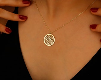 14K Gold Filled Flower of Life Necklace, Mandala Necklace, Spiritual Jewelry, Sacred Geometry Charm