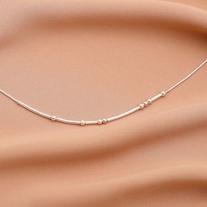 Morse Code Bracelet in 14K Rose Gold • Couples Bracelet Hidden Message in Morse Code