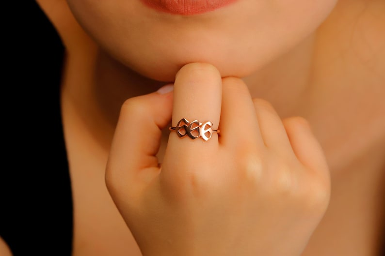Sterling Silver Angel Number Ring: Lucky Number Numerology Jewelry 14K Rose Gold Filled