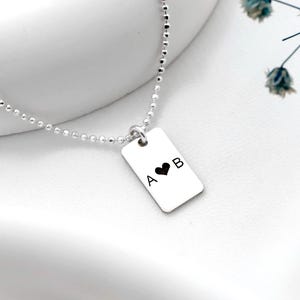 Personalized Sterling Silver Bar Necklace: Engraved Initial Tag