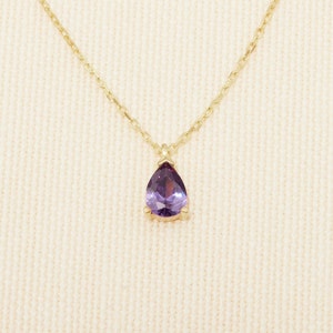 14 K Gold Amethyst Drop Earrings and Necklace, Gift İdeas, Purple Jewelry, Amethyst Jewelry, Gemstone Fashion Jewelry, Elegant Gift image 7