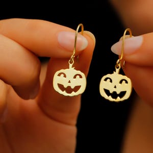 Sterling Silver Pumpkin Dangle Earrings, Spooky Halloween Jewelry