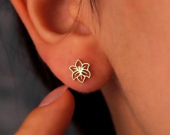 Sterling Silver Birth Month Flower Earrings – Personalized Gift for Her