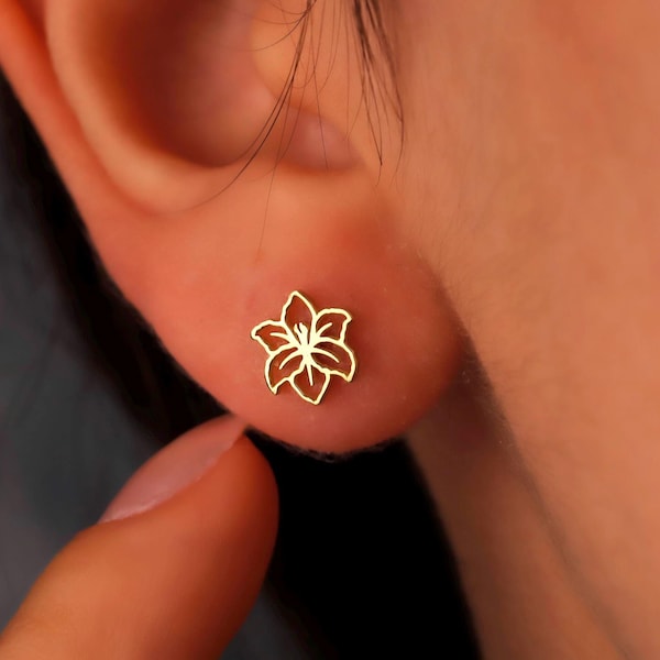 Sterling Silver Birth Month Flower Earrings – Personalized Gift for Her