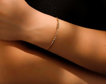 925 Sterling Silver Morse Code Bracelet • Delicate Couples Bracelet Hidden Message in Morse Code