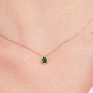 14 K Gold Emerald Drop Earrings and Necklace, Elegant Minimalist Gift, Emerald Jewelry, Timeless Birthstone Jewelry, Fine Jewelry image 2