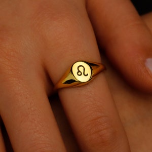 Custom Zodiac Signet Ring: Sterling Silver Astrology Gift