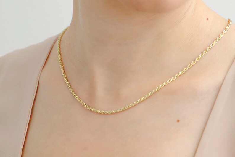 Collier de chaîne de corde en or, collier de chaîne taillée en diamant, bijoux en chaîne torsadée superposée image 6