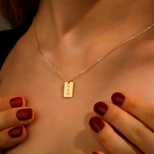 Personalized Sterling Silver Bar Necklace: Engraved Initial Tag