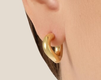 Dainty Gold Hoop Earrings – Minimalist 18K Plated Huggie Studs, Gift for Her or Him – GAL Jewelry