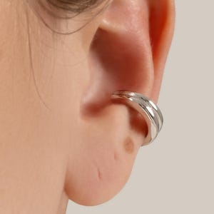 Minimalist Sterling Silver Ear Cuff: Double Band No Piercing Earring