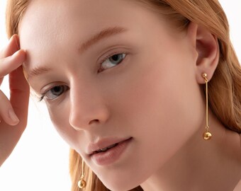 Gold Ball Stud Earrings – Minimalist Dainty Earrings, Everyday Jewelry Gift for Her – GAL Jewelry
