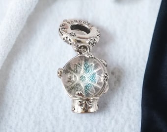 Authentic PANDORA 925 ALE SILVER Snowflake Snow Globe Dangle Charm Gift