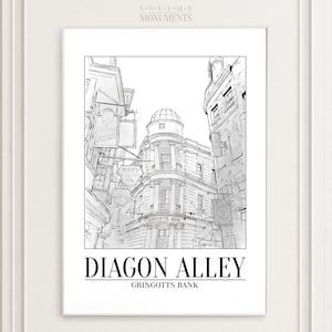 Chemin de Traverse - Banque Gringotts - No. I | Dessinés à la main | Affiche imprimable