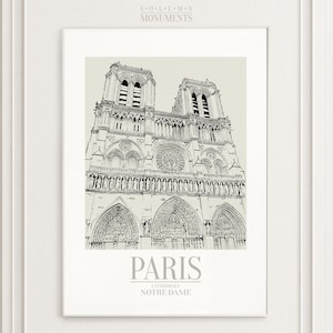 Paris - Cathédrale Notre Dame - Nr. II | Handgezeichnet | Minimalistische Reisezeichnung | Digitaler Download Druck