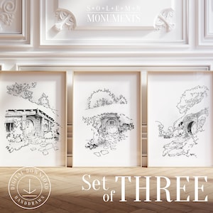 Hobbiton - The Shire | Set of 3 | Sketch Print | Instant Printable Poster