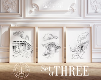 Hobbiton - The Shire | Set of 3 | Sketch Print | Instant Printable Poster