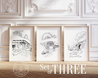 Hobbiton - The Shire | Set of 3 | Sketch Print | Instant Printable Poster