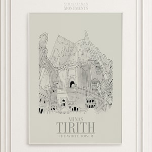 Minas Tirith - The White Tower - No. III | Hand-Drawn | Cityscape Line Art | Instant Downloadable Wall Decor