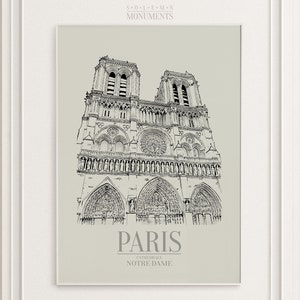 Paris - Cathédrale Notre Dame - Nr. III | Handgezeichnet | Stadtbild Line Art | Sofort herunterladbare Wanddekoration