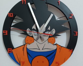Dragon Ball Goku 3D Printed Wall Clock - Goku & Dragon Balls Room Decor - Unique Gift for Manga Fans - 10-inch Diameter