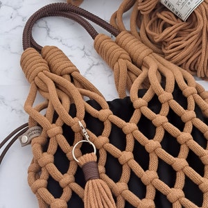 Große Handgeknüpfte Netz-Shopper-Tasche – Boho Makramee Tasche aus Baumwolle – Nachhaltige Alternative