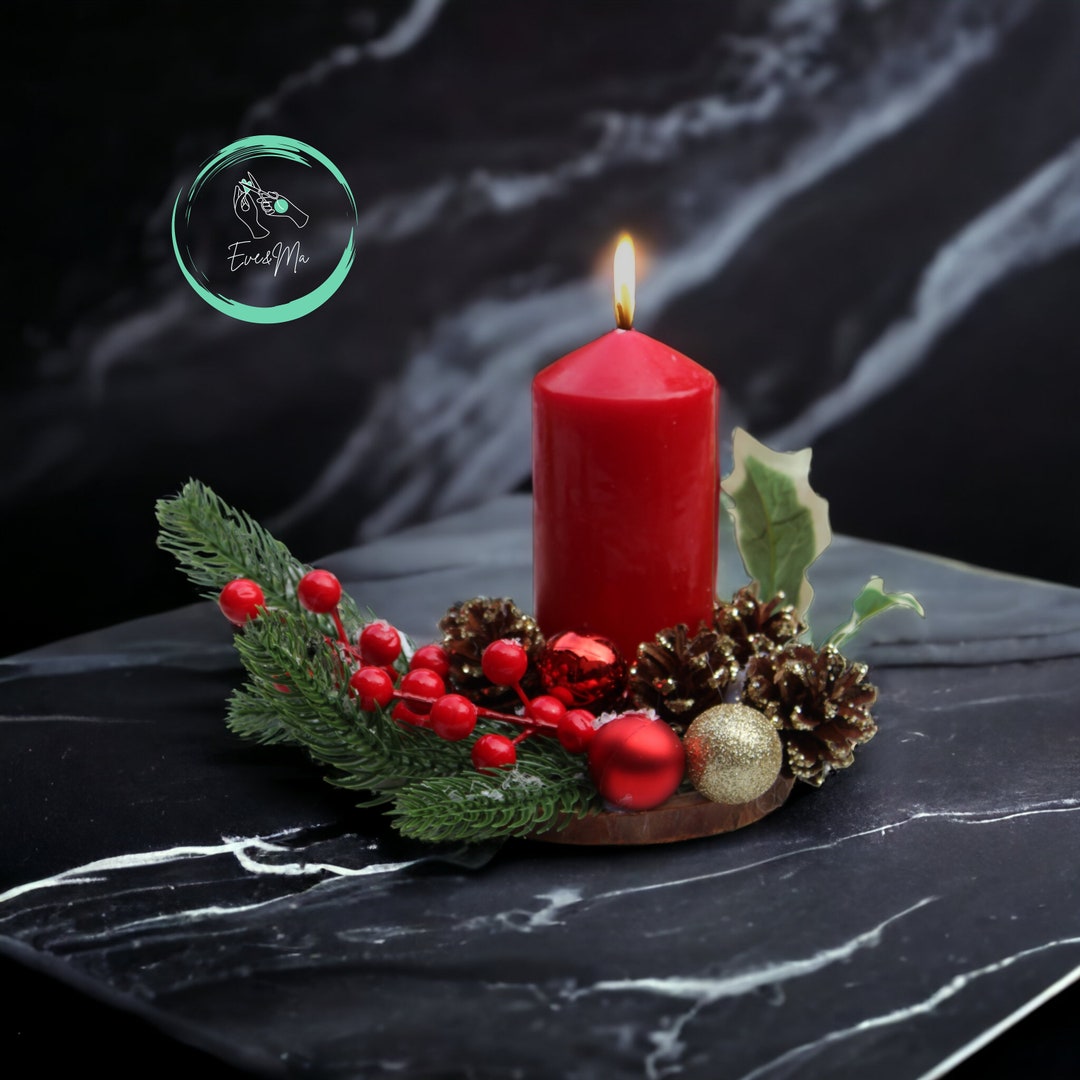 Handmade Christmas Table Decoration With the Wax Candle and Etsy