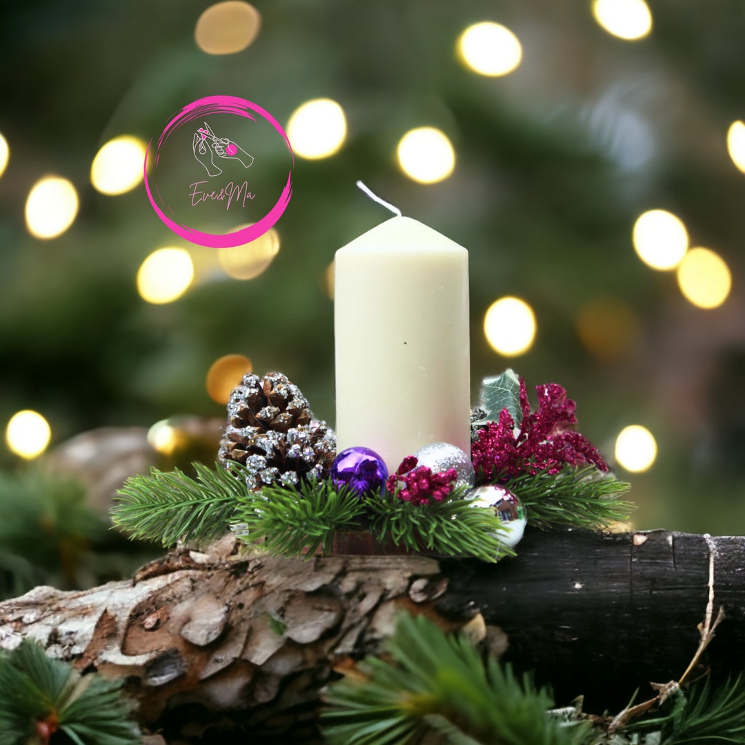 Handmade Christmas Table Decoration With the Wax Candle and Etsy