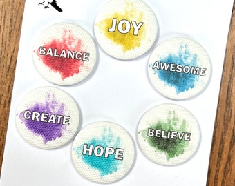 Inspirational Watercolour - 1 1/4” Canvas Flair Buttons for Scrapbooking