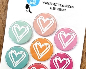 Heart Eyes Doodled Hearts - Valentines Flair Buttons for Scrapbooking