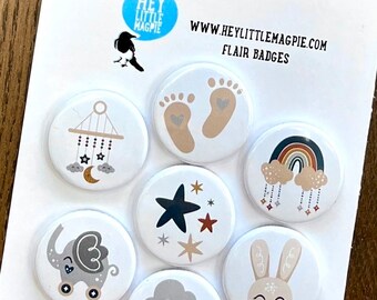 Boho Baby Boy Icons - Flair Buttons for Scrapbooking