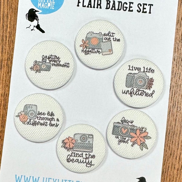 Capture Every Moment - 1 1/4” Canvas Flair Buttons for Scrapbooking