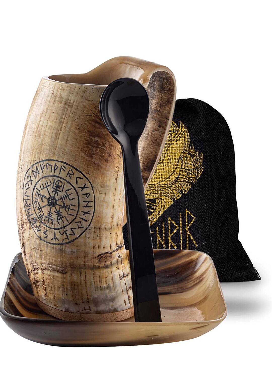 FENRIR Horn Coffee Mug Compass 16 Oz Ox Horn Tankard Coffee Etsy