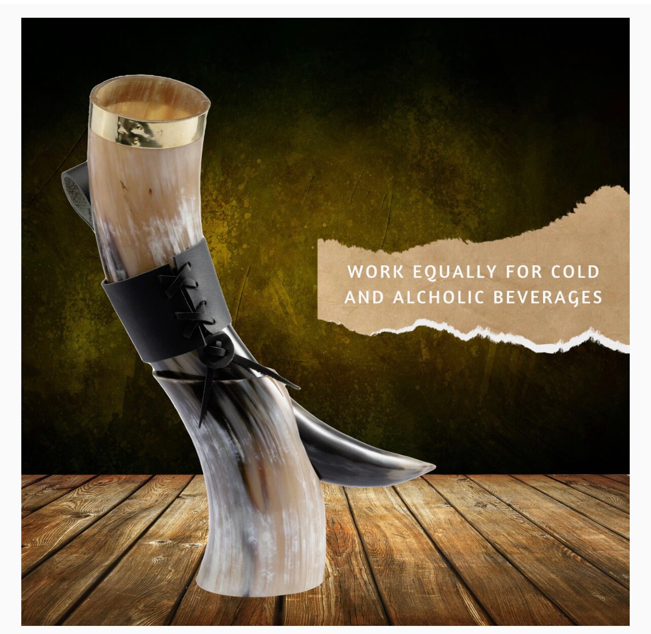 FENRIR Viking Drinking Horn Mugs Set Of 5, 100% Authentic Natural Ox