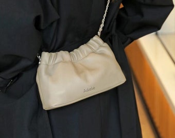 Bolso de cadena de nubes, bolso de cuero de vaca de capa superior, bolso bandolera de cuero hecho a mano, regalo para ella