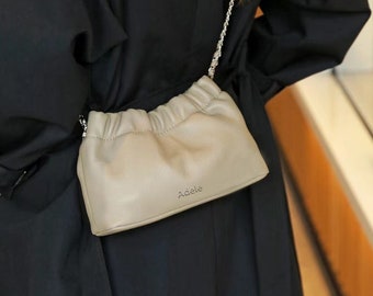 Cloud Chain Bag, Top Layer Koeienhuid Tas, Handgemaakte lederen Crossbody Tas, Cadeau voor haar